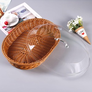 <strong>Rattan</strong> Bread <strong>Basket</strong> <strong>Rattan</strong> Food Oval Bread Serving Woven Fruit <strong>Basket</strong> with Acrylic Lid for Home Picnics <strong>Storage</strong> - Product Image 2
