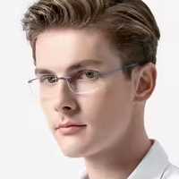 Gafas sin marco de titanio B al por mayor con logotipo personalizado, gafas japonesas ultraligeras, montura óptica sin montura de titanio