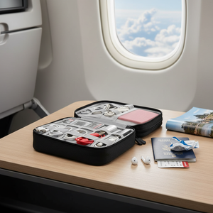 Bolsa de Almacenamiento de Viaje de Nailon, Rectangular, Transparente, Portátil, Ahorra Espacio, Diseño Minimalista para Accesorios Digitales - Product Image 3