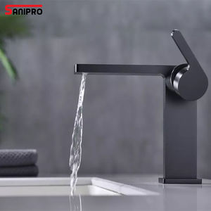 SANIPRO-grifos de latón para lavabo de baño, mezcladores de agua fría y caliente de estilo europeo, diseño creativo y moderno, color negro mate - Product Image 1