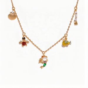 Collier personnalisé pour enfants, bijoux mignons en argent sterling 925, collier avec pendentif La Petite Sirène, collier plaqué or pour filles, bijoux fins pour femmes - Product Image 1