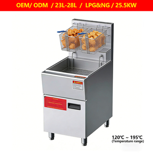 Friggitrice Commerciale in Acciaio Inox con Tubo Riscaldante 28L per Patatine Fritte, Patate Chips, Pollo, Ciambelle con Doppio Cestello - Product Image 1