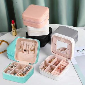 Hot Sale Portable Zipper Leather Jewelry Storage Box for Earrings Necklaces Pendants Rings Travel Customized Color ELEqueen - Product Image 3