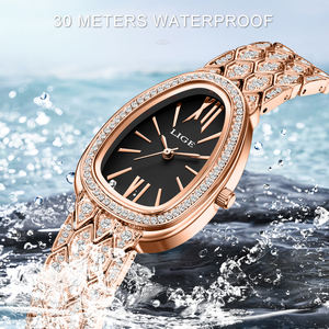 นาฬิกาควอตซ์ประดับเพชรสีโรสโกลด์รูปวงรี LG89275 Lige สำหรับผู้หญิงนาฬิกาตัวเลขโรมันแนววินเทจสำหรับผู้<span class=keywords><strong>หญิง</strong></span> - Product Image 4