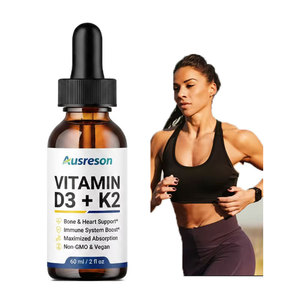 Ausreson OEM Gouttes liquides végétaliennes de Vitamine <span class=keywords><strong>D3</strong></span>+K2 pour les os et le cœur, Complément de Vitamine <span class=keywords><strong>D</strong></span> 100% végétal, Gouttes de Vitamine <span class=keywords><strong>D3</strong></span> K2 pour Adultes - Product Image 1