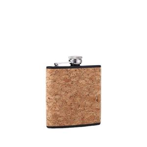 Gourde de voyage portable en acier inoxydable 304 de 6 oz avec housse en cuir imitation bois pour whisky et vin, incluant entonnoir et gobelet - Product Image 5