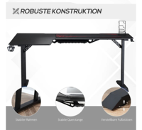 Meubles de bureau modernes sur mesure en forme de L, table de jeu ergonomique en métal noir, bureaux de jeu pour ordinateur avec étagère réglable