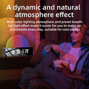 Đồng hồ báo thức mô phỏng bình minh dành cho người ngủ sâu - Đồng hồ kỹ thuật số LED với đèn bàn nhiều màu & sạc USB - Product Image 2