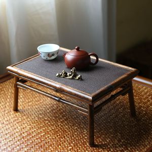 Petite table à thé Melu Rock, table à thé avec rangement pour tapis en rotin, petite table à thé, support à tasses Tatami, foyer, table de préparation à sec - Product Image 1