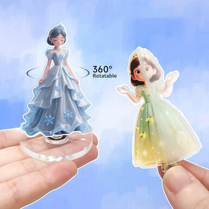 Porte-cartes rotatif créatif personnalisé, motif dessin animé mignon, en acrylique, ornement de bureau, accessoire transparent Princesse - Product Image 3