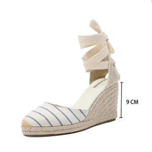 Sandalias de Plataforma con Cordones y Cinta, de 9 cm de Tacón Alto, para Mujer, Transpirables, de Primavera/Verano, Hechas a Mano con Suela de <span class=keywords><strong>Yute</strong></span> - Product Image 3