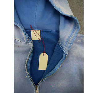 Felpa con Cappuccio Oversize Personalizzata per Uomo, Stile Vintage Sbiadito con Zip, Vestibilità Ampia - Product Image 3