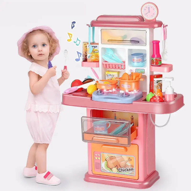 Preschool Toy Home Play Cooking Game Plastic 70センチメートルDinning Table Big Kichen Set Toy Kitchen Sets