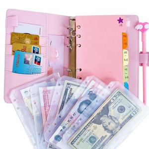 Carpeta de cuaderno en espiral A5 A6, sobres con cremallera en efectivo, cubierta de cuero PU, <span class=keywords><strong>Agenda</strong></span>, planificador, presupuesto escolar, gestión del dinero, diario de regalo - Product Image 1