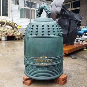 Factory casting outdoor garden copper patina sculpture large bronze bell