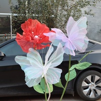 50Cm Outdoor Kunstmatige Handgemaakte Bloemen Kunst Babckdrop Bloem Grote Zijde Beweegbare Vlinder Gigantische Bloemen Bruiloft Decoratie
