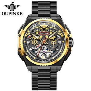 Oupinke 3266 người đàn ông của Ý thiết kế bộ xương Đồng hồ cơ 5ATM kinh doanh Nam Đồng hồ đa chức năng dây đeo thép Doanh Editi - Product Image 1