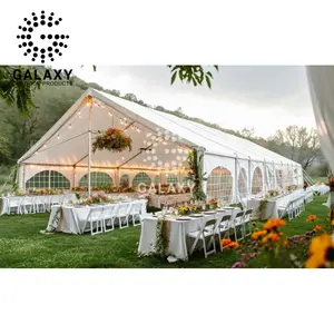 Rüzgar geçirmez pvc boyalı polyester kumaş olay açık düğün marquee parti temizle temizle üst çadır gölgelik 500 kişi için