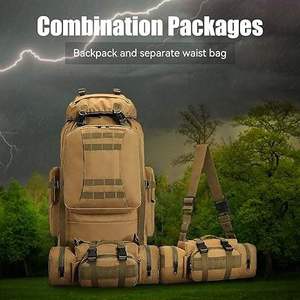 Sac à dos de randonnée robuste de 70 L, sac à dos d'expédition de grande capacité avec poche de ceinture amovible, sangles MOLLE pour le camping et la randonnée - Product Image 5