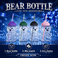 Gobelet portable en forme d'ours de dessin animé Star Buck avec paille, idéal pour le café, le lait et le thé – Cadeau de Noël transfrontalier
