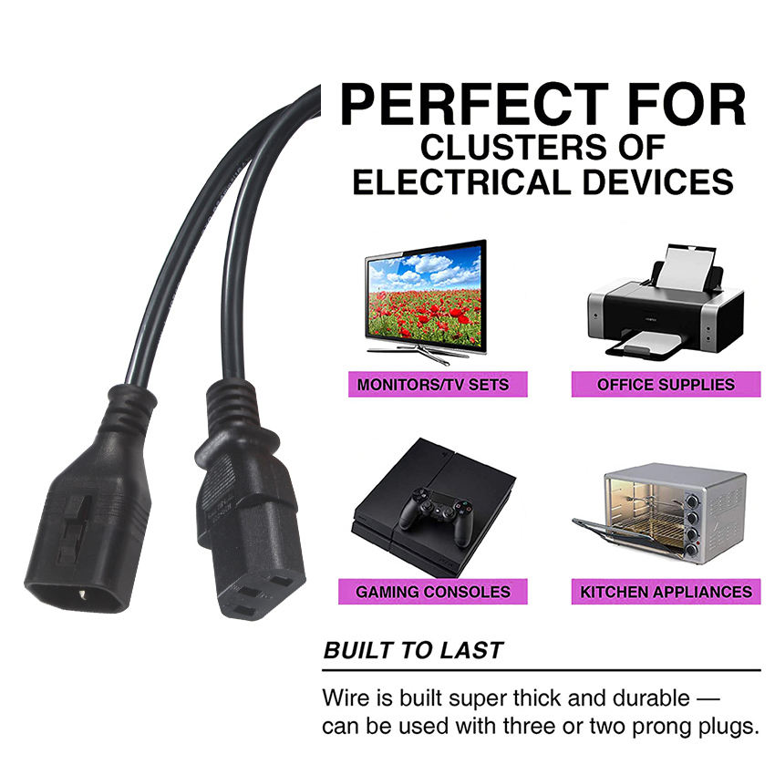 Seal IEC 60320 GPU 16awg C13 to Locking C14 Power Cord