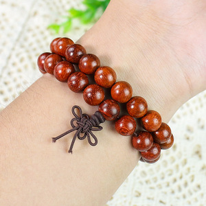 <b>Red</b> Sandalwood <b>Bracelet</b> 19 Beads Ball Shape Unisex Religious Ceremony Jewelry Collectible - Product Image 4