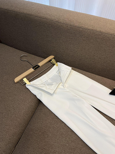 Elegante design Feathers Cuff Lady Office Basic Solid Suit aderente Blazer dentellato pantaloni svasati <span class=keywords><strong>donna</strong></span> Patchwork di <span class=keywords><strong>raso</strong></span> 2 pezzi - Product Image 6