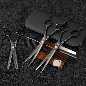 3 Flat V-tooth Warp Acero inoxidable Cat Hair Cutting <span class=keywords><strong>Barber</strong></span> Cutting Pet Dogs Grooming Tijeras Kit de herramientas - Product Image 2