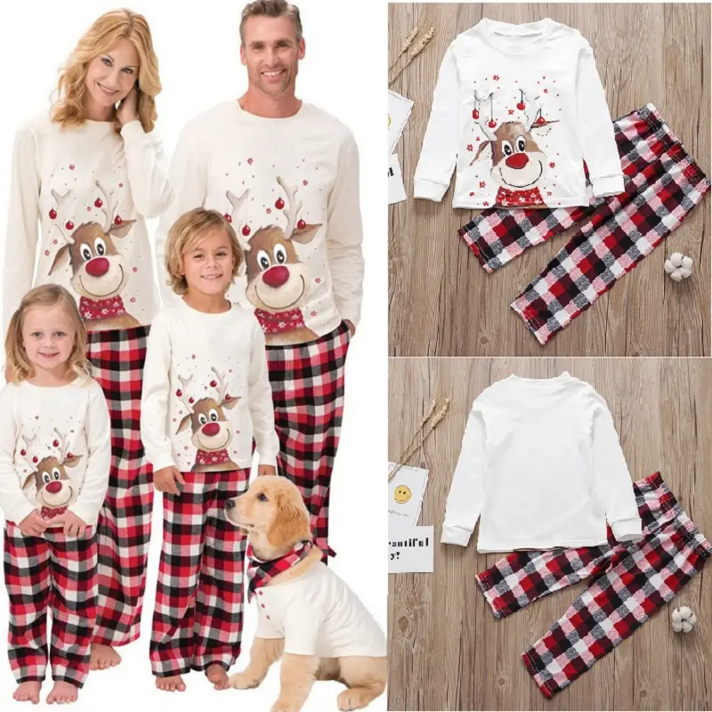 Costume de Natal Da Família Pijama Combinando Conjunto Bonito Veado Adulto Criança Família Roupas Combinando Natal Sleepwear Pj's Romper Do Bebê