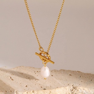Joyería Personalizada de Lujo, Collares de Acero Inoxidable, Cadena de Perlas Naturales de Agua Dulce, Collares Impermeables para Mujer - Product Image 5