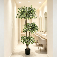 Nouvelle Décoration d'Intérieur : Arbre Ficus Artificiel en Pot à 3 Niveaux, Variété Variée, en Plastique, pour Événements, Mariages, Fêtes et Décoration de la Maison