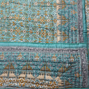 Juego de cama de gasa de algodón orgánico de calidad de diseño de lujo, edredón hecho a mano Reversible Razai HandBlock impreso Patchwork cálido HomeQuilt - Product Image 1