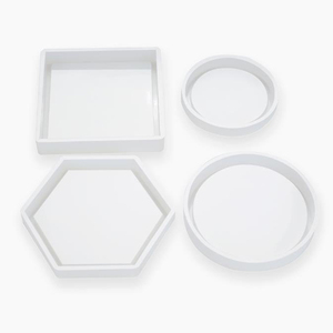 YS DIY Untersetzer-Formen aus Silikon, Inklusive Quadrat-, Sechseck-, Kreis- und Achteck-Formen, für Harz, Beton, Zement, Heimdekoration - Product Image 1