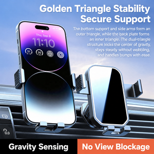 Support téléphone voiture universel 360°, tableau de bord/aération, pince gravité, support navigation anti-vibration - Product Image 2
