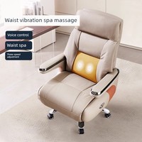 Silla de Oficina Moderna para Gerentes, Respaldo Alto, Ergonómica, de Cuero, Ejecutiva, con Masaje, Soporte Lumbar Ajustable y Reposabrazos