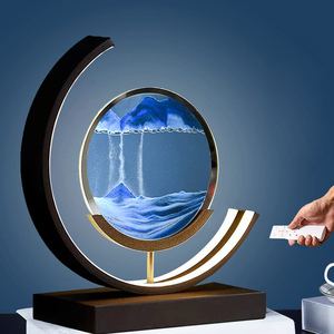 Moving Sand Art,3d Sand Art ภาพลึก Sandscape In Motion จอแสดงผล Flowing Quicksand นาฬิกาทราย Led โคมไฟ - Product Image 6