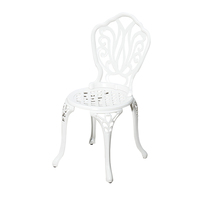 Ensemble de salle à manger bistro patio blanc 3 pièces mobilier extérieur balcon jardin café table ronde en fonte d'aluminium et chaises 2 places