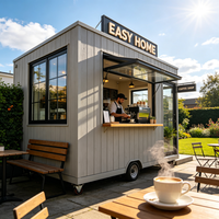 Café en conteneur maritime préfabriqué de 20 pieds avec fenêtre de service, étagère de cuisine et éclairage LED pour café de rue ou bar