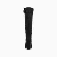 Bottes hautes vintage pour femmes en daim à plateforme et talon épais avec boucle, personnalisables (OEM/ODM), faible MOQ, vente en gros, pour soirées