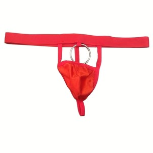Sous-vêtements string rouges pour homme avec anneau métallique, taille unique, polyester, lingerie sexy pour la Saint-Valentin - Product Image 5