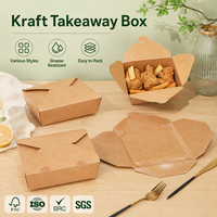 Boîte alimentaire en kraft résistante à la graisse pour service de restauration et repas à emporter, avec logo personnalisé