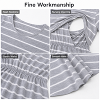 Nouvelles Robes d'Allaitement Rayées en Gros pour Femmes Enceintes, Robes Décontractées à Manches Courtes pour Gravides, Pyjamas Post-partum