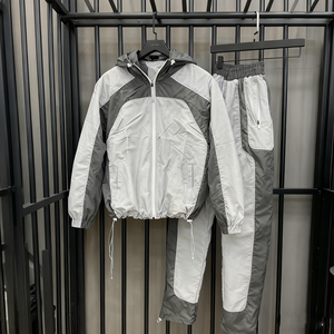 定制服装制造商户外运动服拼布拉链风衣尼龙夹克和裤子套装运动服 - Product Image 1