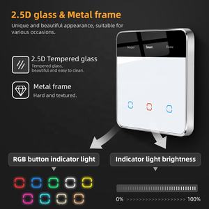 Interruptor de Pared con Pantalla LED y Control Remoto WiFi, Dispositivo Inteligente para el Hogar Tuya, Interruptor de Luz Táctil de Vidrio, Compatible con <span class=keywords><strong>Alexa</strong></span> y Google - Product Image 3