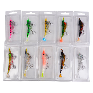 Appât souple multi-articulé en forme de <span class=keywords><strong>crevette</strong></span> avec hameçon triple renforcé, 103 mm, 11,2 g, 10 couleurs, avec paillettes, pour la pêche en eau salée - Prix abordable - Product Image 6