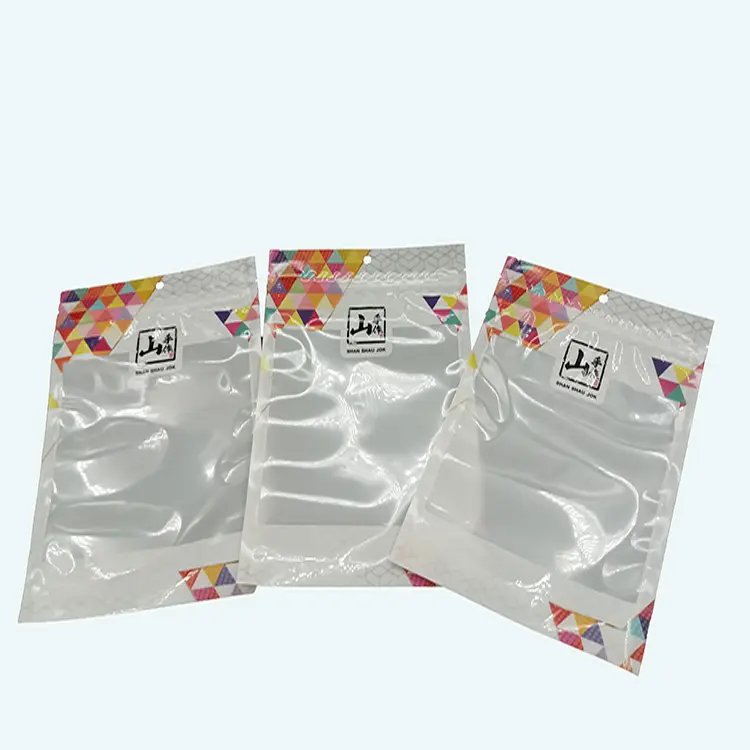 Tùy chỉnh phẳng Pouch không khí khô vụn mực linh hoạt nhựa độ ẩm bằng chứng con dấu dây kéo bao bì túi chân không với cửa sổ rõ ràng