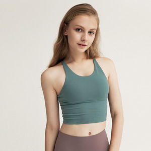 Women Criss Cross Multi Strap Cutout <b>Back</b> Yoga Crop Tank <b>Top</b> Padded Slim Fit Sports Bra <b>Low</b> Support Pilates Workout Vest OEM ODM - Product Image 3