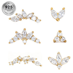 Lotus Argent Sterling 925 Moissanite, Meilleure Vente, Clous de Cartilage à Dos Plat, Piercing, Bijoux de Fête, Cadeau Raffiné - Product Image 1
