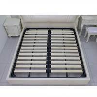 Cadre de lit moderne rembourré taille Twin XL réglable en hauteur, sommier à lattes en bois silencieux avec pieds en métal robustes