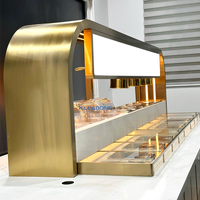 KLEADONE Comptoir chauffant électrique moderne personnalisé pour restaurants et hôtels, en acier inoxydable avec cadre lumineux sur mesure